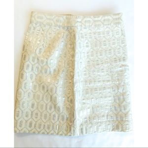 Banana Republic 00P White and Silver Skirt